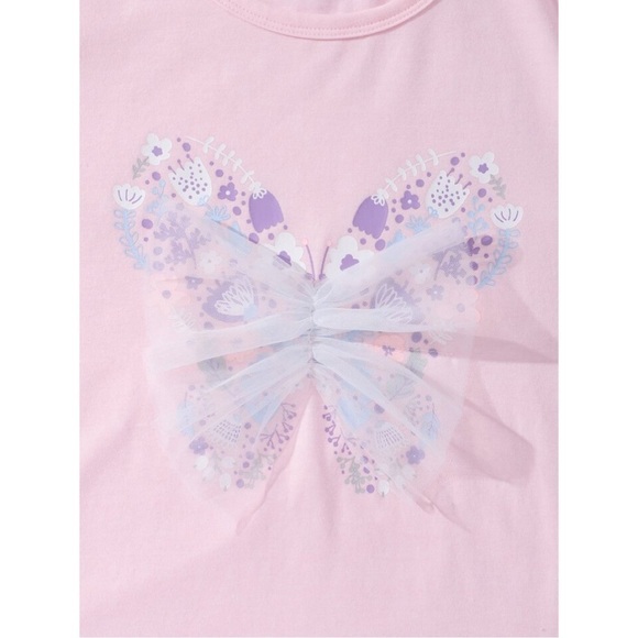 Girls Pink Butterfly Print Bow Front Tee - Picture 5 of 7